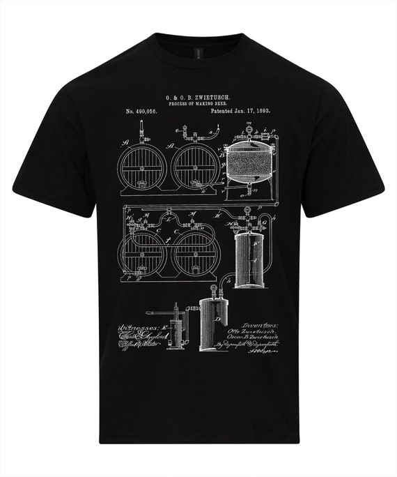 Craft Beer Brewing T-Shirt Classic Vintage Patent Print 1893 Craft Beer Brewing T-Shirt Classic Vintage Patent Print 1893