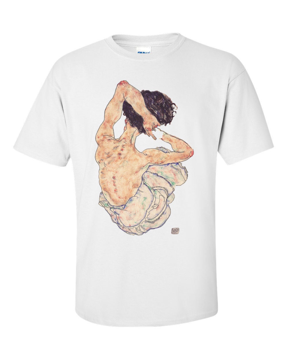 Image of Seated Woman By Egon Schiele Fine Art Mens T-Shirt