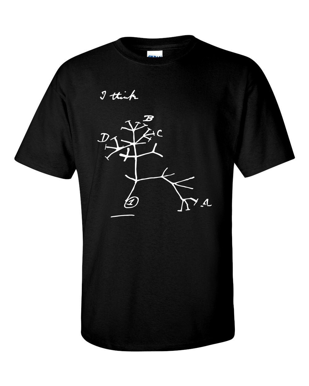 Image of Darwin's Tree Of Life, "I Think", Evolution T-Shirt