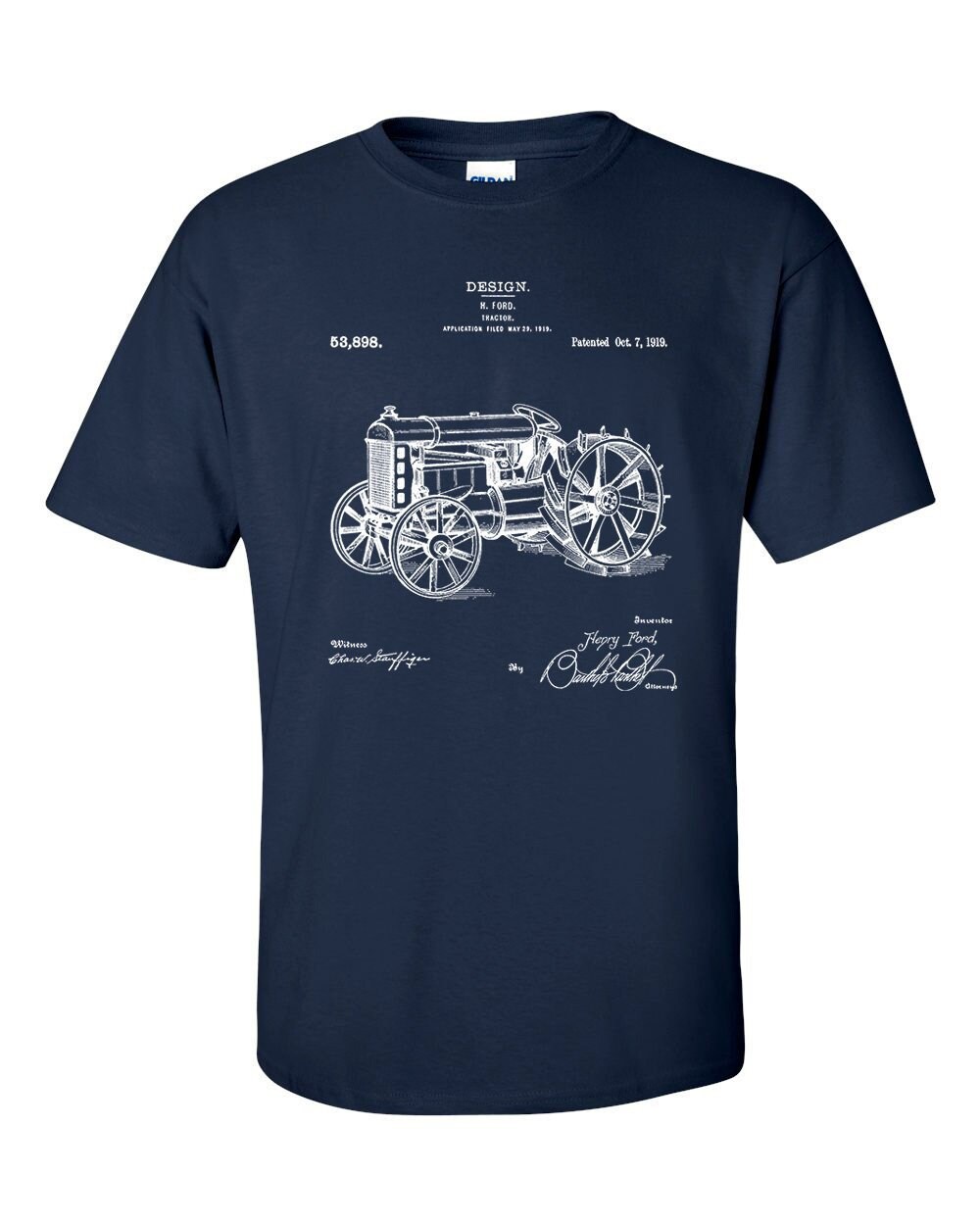Image of H Ford Tractor Patent Blueprint Farmer T-Shirt