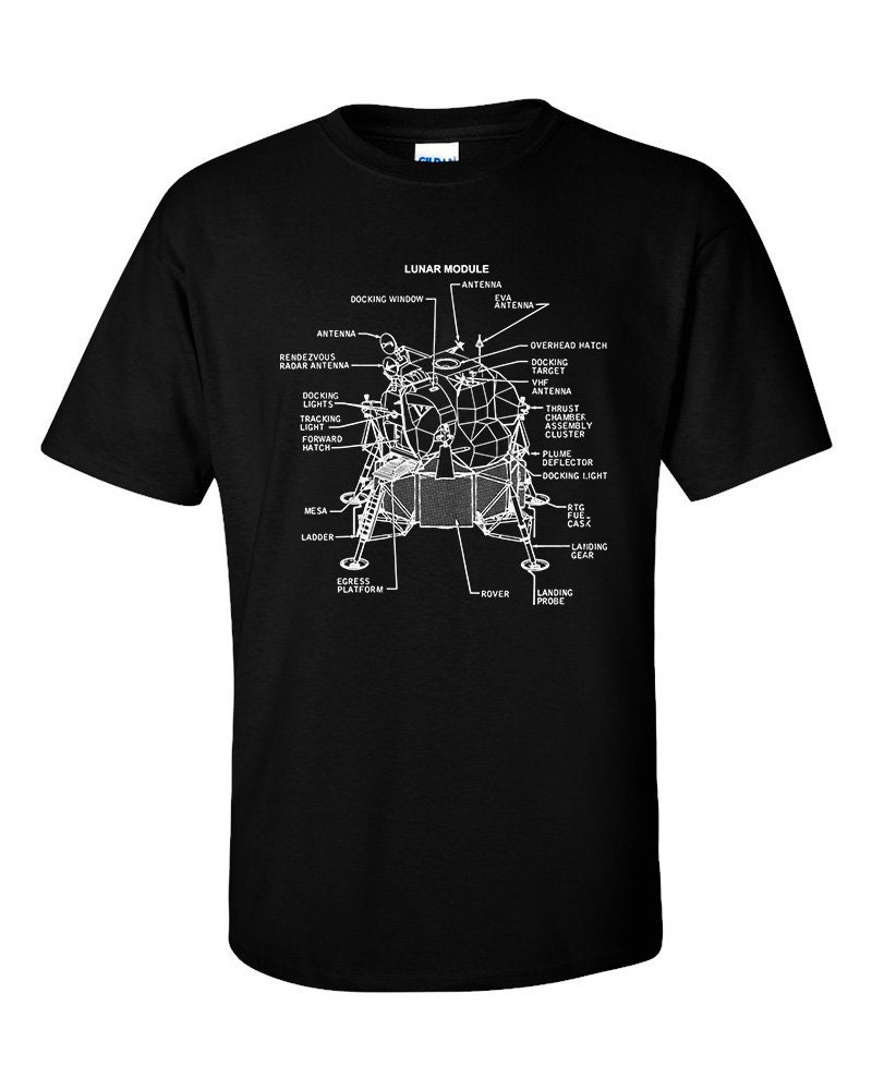 Image of Not Just Nerds Eagle Lunar Lander Module Saturn V Rocket Apollo Moon Mission T-Shirt