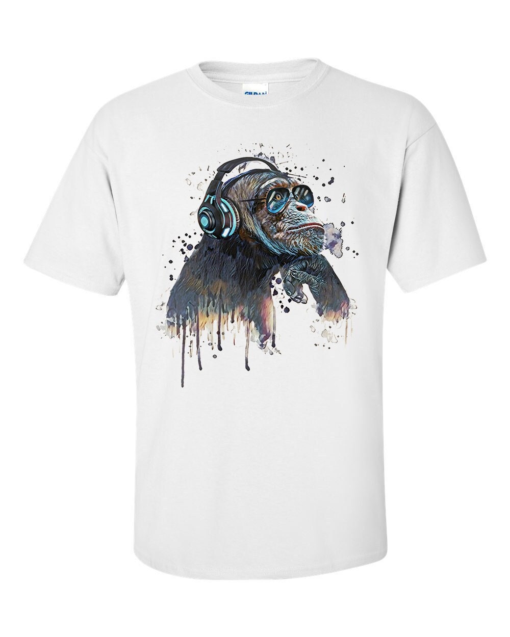 Monkey with headphones cheap t shirt