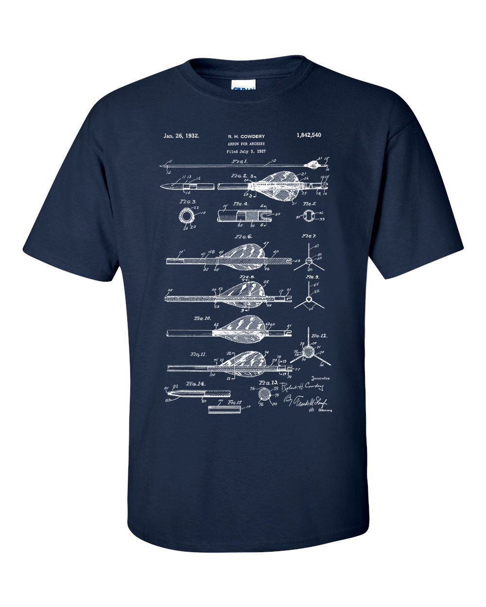 Image of Archery Arrow Patent Blueprint Archer Gift T-Shirt