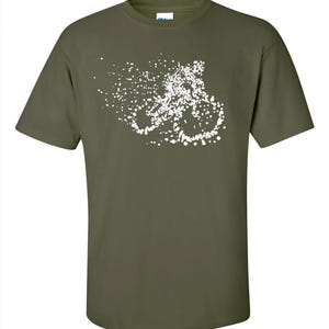 Mountain Bike T-Shirt, Particle Dot, Road Cyclist, MTB Gift,  Cycling green Shirt