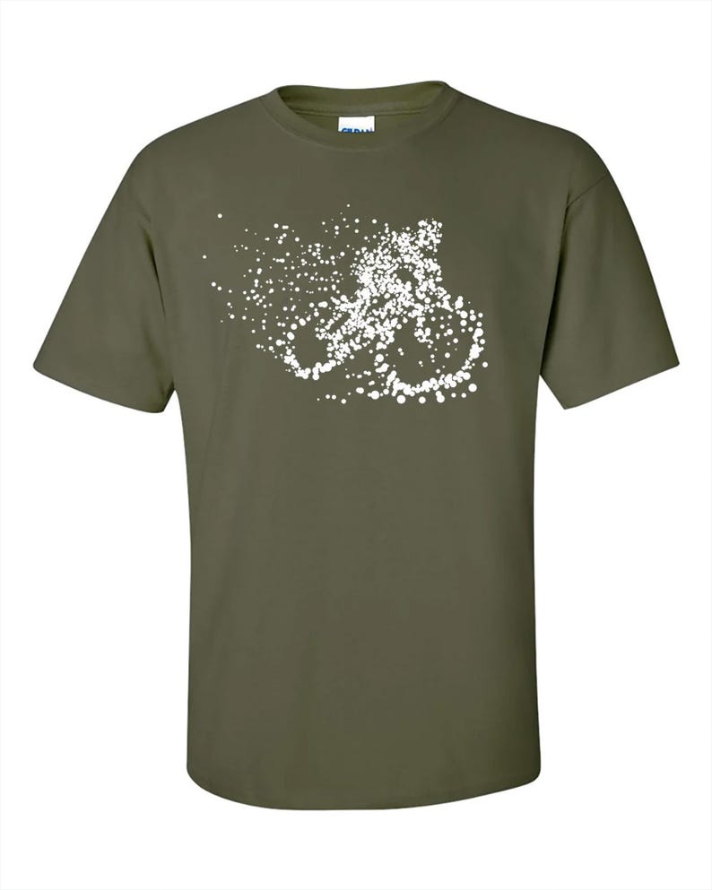 Mountain Bike T-Shirt, Particle Dot, Road Cyclist, MTB Gift,  Cycling green Shirt