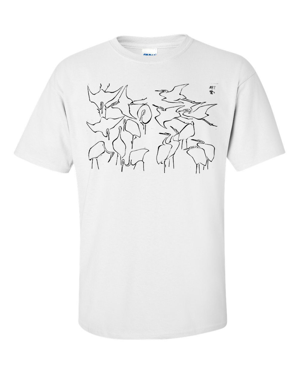 Image of Katsushika Hokusai Cranes From Quick Lessons in Simplified Drawing Fine Art T-Shirt