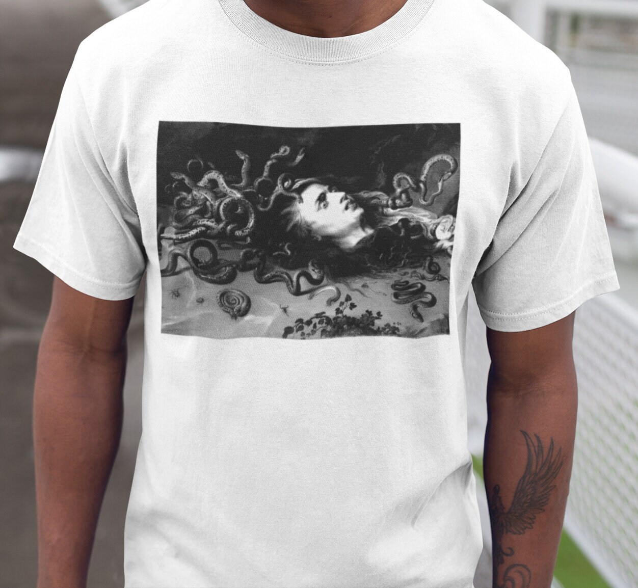 Image of Rubens Medusa Mono Print Fine Art T-Shirt