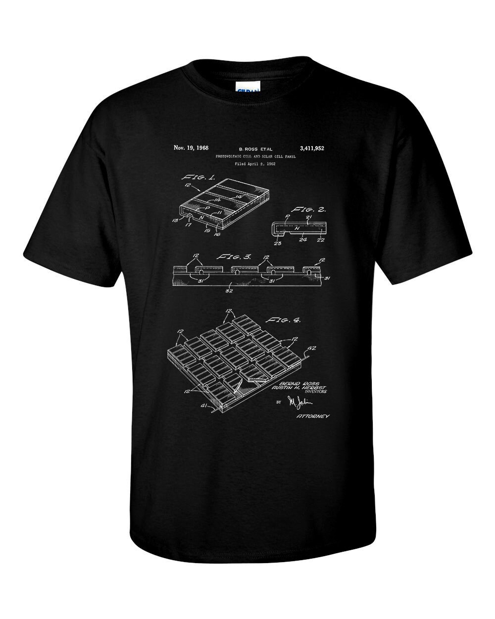 Image of Photovoltaic & Solar Cell Patent Blueprint Renewable Energy T-Shirt
