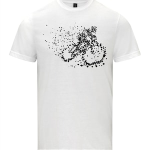 Mountain Bike T-Shirt, Particle Dot, Road Cyclist, MTB Gift,  Cycling white Shirt