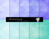 Watercolor digital paper, "WATERCOLOR DIGITAL PAPER", watercolor texture background in purple mint tones, pack of 10 files 12x12" in 300dpi.