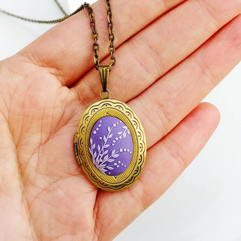 love monogram necklace Floral pendant Clay pendant mother/'s day valentines day Personalized Initial Locket romantic gift for wife