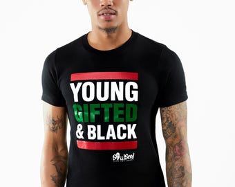 Young Gifted and Black Adult T-Shirt, Black Girl Magic Tee, Empowerment Graphic Shirt, Afrocentric Pride Top, Unisex Cotton Tee