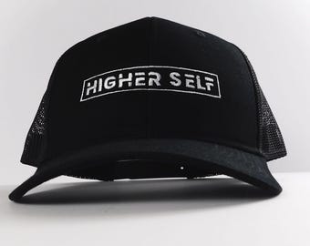 Higher Self Trucker Hat, Spiritual Affirmation Hat, Black Owned Brand Cap, Mesh Snapback Hat, Streetwear Trucker Cap