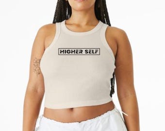 Higher Self Crop Tank Top, Spiritual Affirmation Crop Top, Black Girl Magic Workout Tank, Melanin Fitness Top, Womens Streetwear