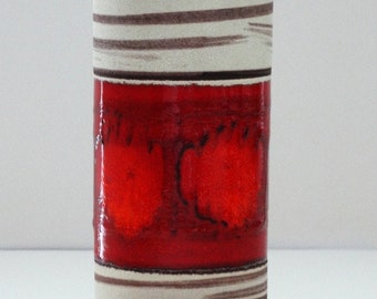 Dümler & Breiden Vintage Mid Century Cream Brown and Red West German Cylinder Vase