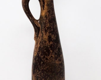 Otto Keramik X-Tall Vintage Mid Century Glossy Brown West German Vase