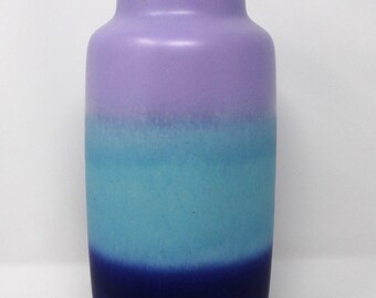 Carstens Vintage Mid Century X-Tall Lavender Baby Blue & Navy Blue West German Vase