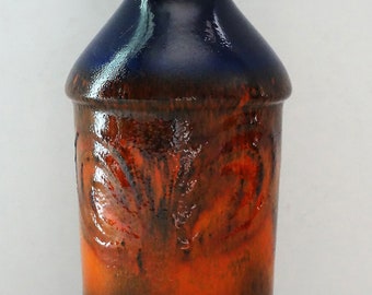 Dümler & Breiden Vintage Mid Century Navy Blue and Orange West German Vase