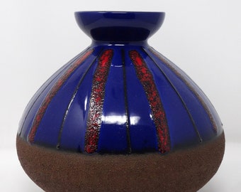 Dümler & Breiden XL Vintage Mid Century Brown Blue Red West German Vase