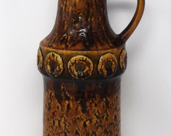 Fohr Vintage Mid Century X-Tall Caramel & Brown West German Floor Vase