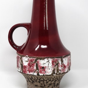 Carstens Vintage Mid Century Glossy Wine Stretched Neck Fat Lava West German Vase