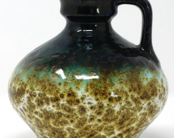 Marei Keramik Vintage Mid Century Dark Emerald Green White & Khaki West German Vase