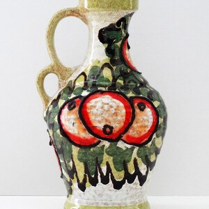 Marei Keramik Vintage Mid Century Apple Green White Red & Black West German Vase