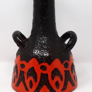 ES Keramik Vintage Mid Century Orange & Black Fat Lava West Germany Vase