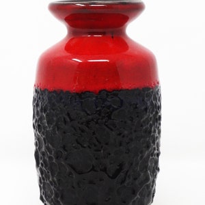 Jopeko Vintage Mid Century Glossy Red & Black Fat Lava West German Vase
