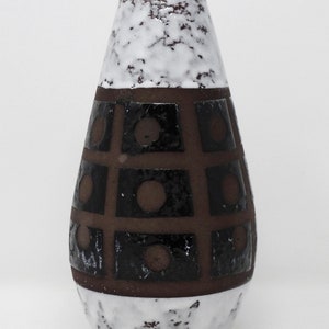 VEB Haldensleben Vintage Mid Century White Brown & Black East German Vase