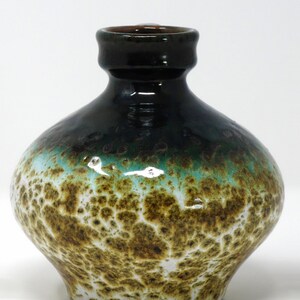 Marei Keramik Vintage Mid Century Dark Emerald Green White & Khaki West German Vase