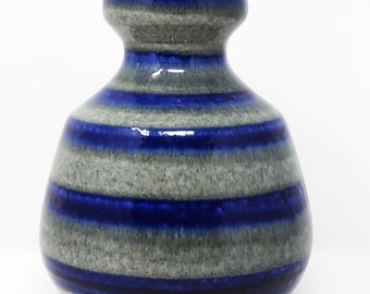 Fohr Vintage Mid Century Glossy Grey & Bright Blue West German Vase