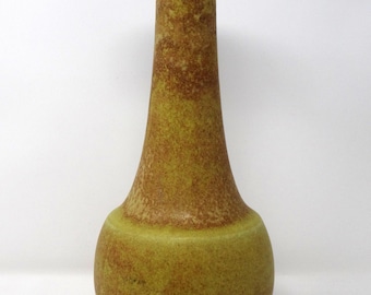 Studio Vintage Mid Century Mustard & Cinnamon Stretched Neck West German Vase