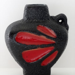 ES Keramik Vintage Mid Century Iconic Red & Black Fat Lava West German Vase