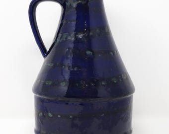 Dümler & Breiden Mid Century Glossy Navy Blue and Greyish Brown West German Vase