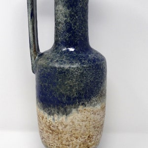 Karlsruhe Majolika Vintage Mid Century X-Tall Deep Blue & Beige West German Vase