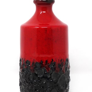 Jopeko Vintage Mid Century Glossy Red & Black Fat Lava West German Vase