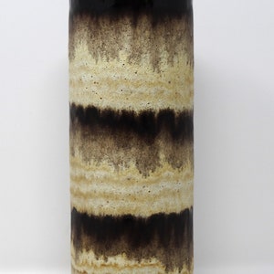 Scheurich Vintage Mid Century Cream Pale Mustard & Dark Brown West German Cylinder Vase
