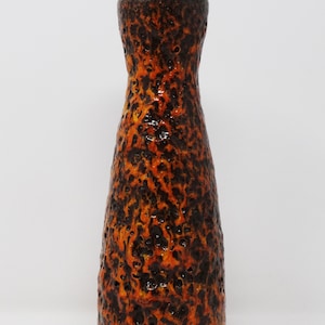 Scheurich Vintage Mid Century Red, Yellow, Orange & Black Fat Lava West German Vase