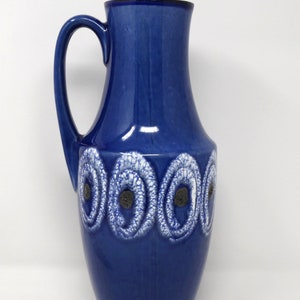 Scheurich X-Tall Vintage Mid Century Glossy Blue White Black West German Vase