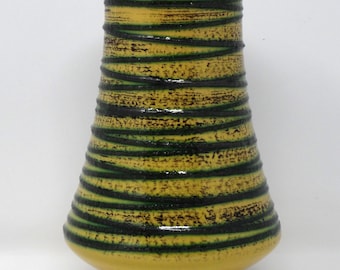 Strehla Vintage Mid Century Glossy Yellow & Green East German Pagoda Vase