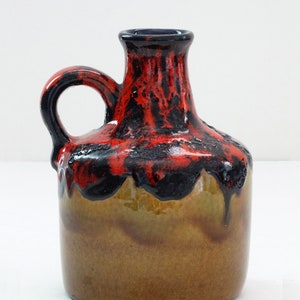 Marei Keramik Vintage Mid Century Glossy Cinnamon Red & Black West German Vase