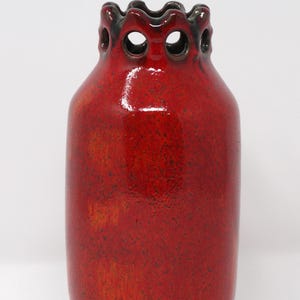 Ceramano Vintage Mid Century Glossy Red Orange Royal West German Vase
