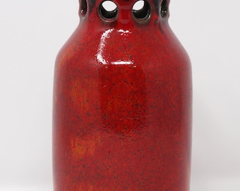 Ceramano Vintage Mid Century Glossy Red Orange Royal West German Vase