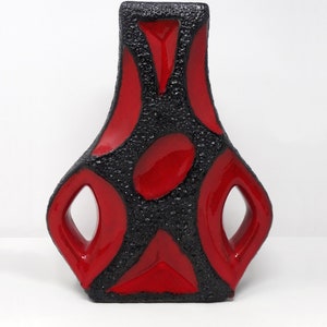 Roth Keramik XL Vintage Mid Century Iconic Glossy Red West German Guitar Vase