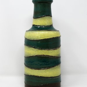 VEB Haldensleben X-Tall Vintage Mid Century Emerald Green & Yellow East German Vase