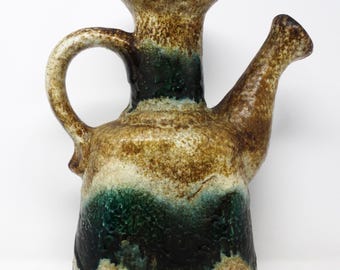 Dümler & Breiden XL Vintage Mid Century Tan and Emerald Green West German Vase
