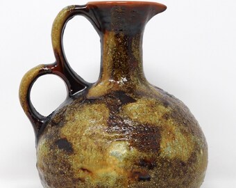 Marei Keramik Vintage Mid Century Glossy Brown & Mustard West German Lava Vase