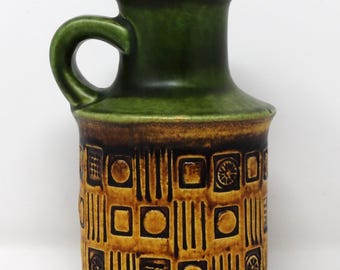 Bay Keramik Vintage Mid Century Green Mustard & Brown West German Vase