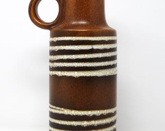 Scheurich Vintage Mid Century Butterscotch brown & White West German Vase